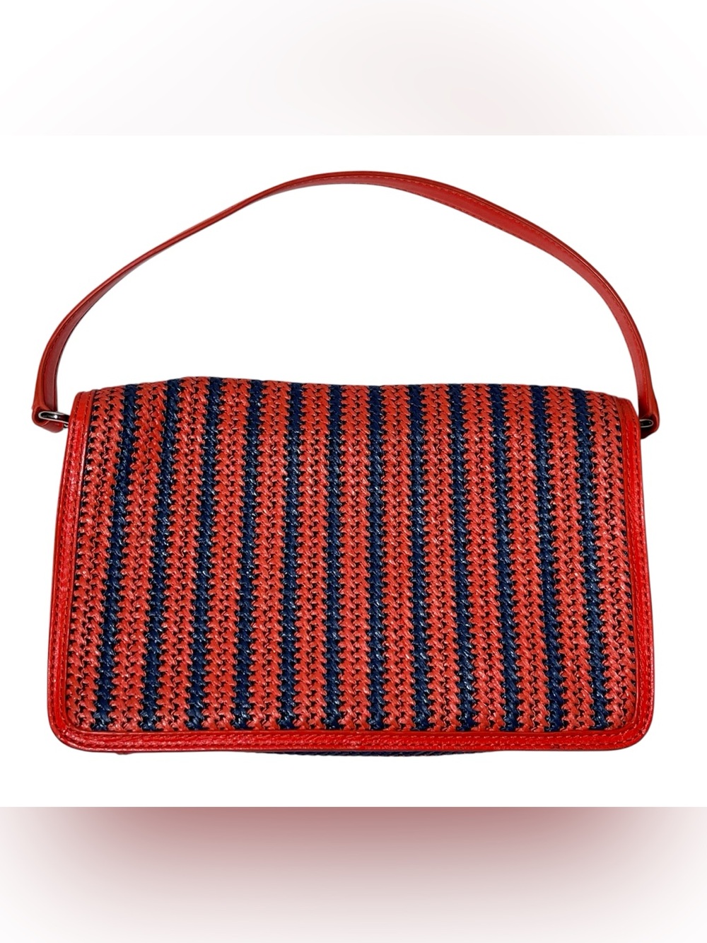 MARC BY MARC JACOBS Red & Navy Straw Shoulder Bag - Picture 3 of 10